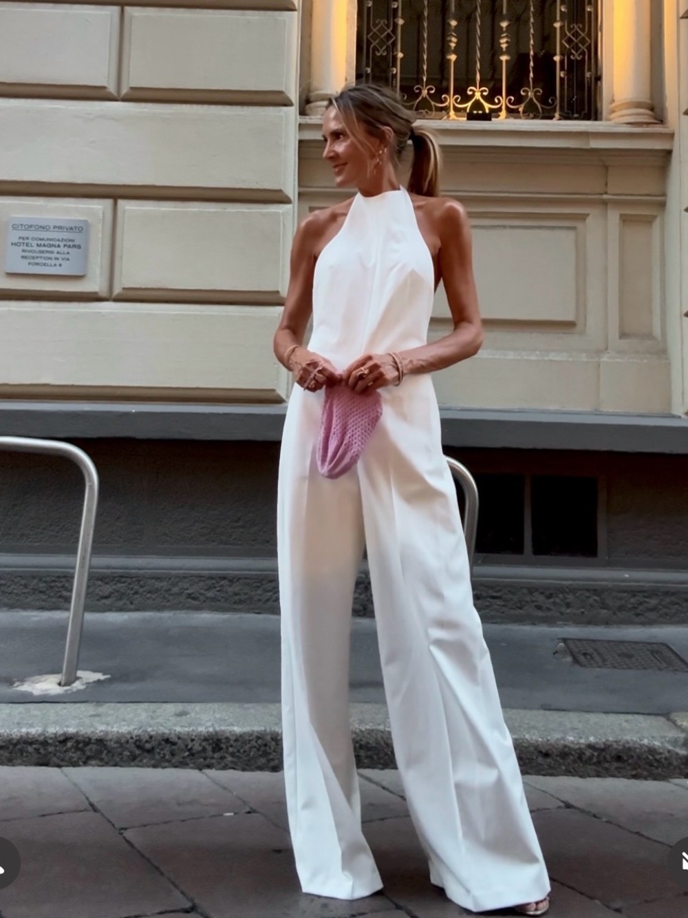 Zara White Halter Wide-Leg Jumpsuit